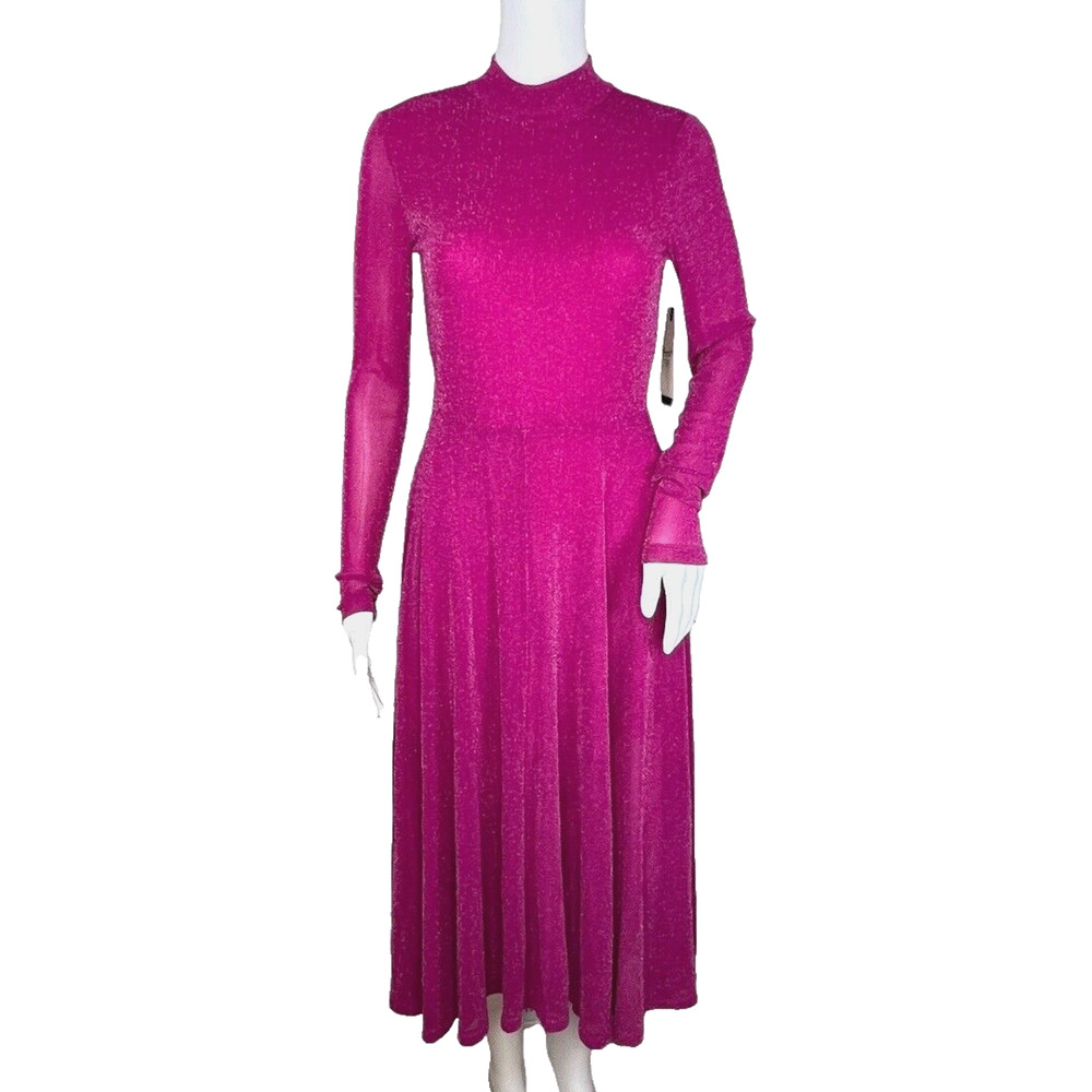 American Rag Dress Juniors 3 Pink Shimmer Fit & Flare Mock Retro Boho Bohemian